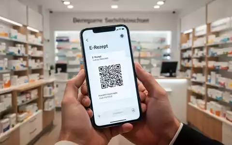 Eine Hand hält ein Smartphone mit einem E-Rezept-QR-Code in einer Apotheke, symbolisiert die Digitalisierung im Gesundheitswesen. - Foto: über boerse-global.de