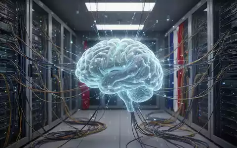 Leuchtendes digitales Gehirn oder Netzwerkknoten in einem sicheren, futuristischen Serverraum, symbolisiert digitale Souveränität und Datenkontrolle. - Foto: über boerse-global.de