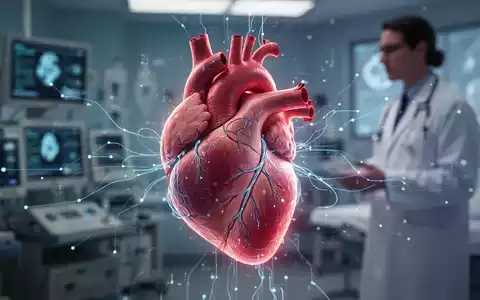 Ein stilisiertes menschliches Herz mit digitalen Verbindungen, das technologische Fortschritte in der Herzgesundheit und Erholung nach OPs symbolisiert. - Foto: über boerse-global.de