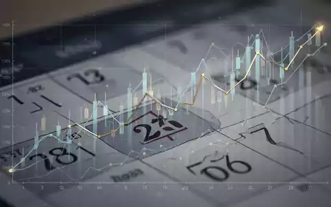 Ein Kalenderblatt mit einem markierten Datum, überlagert von stilisierten Finanzdiagrammen, die steigende und fallende Trends zeigen. - Foto: über boerse-global.de