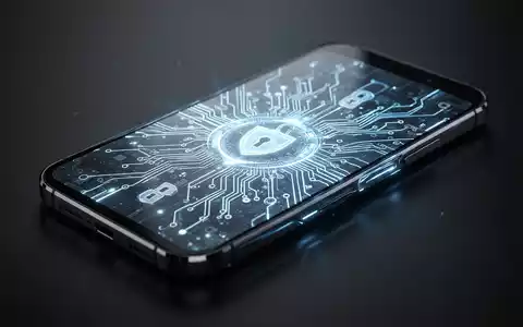 Schlankes Smartphone mit leuchtendem Schaltkreisdesign unter transparentem Bildschirm, symbolisiert Sicherheit und Software-Updates. - Foto: über boerse-global.de