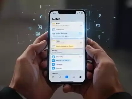 Nahaufnahme eines Smartphone-Bildschirms mit der Apple Notes App und neuen Funktionen. Hände halten das Gerät. - Foto: über boerse-global.de