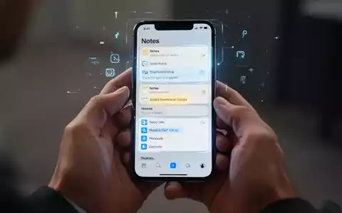 Nahaufnahme eines Smartphone-Bildschirms mit der Apple Notes App und neuen Funktionen. Hände halten das Gerät. - Foto: über boerse-global.de