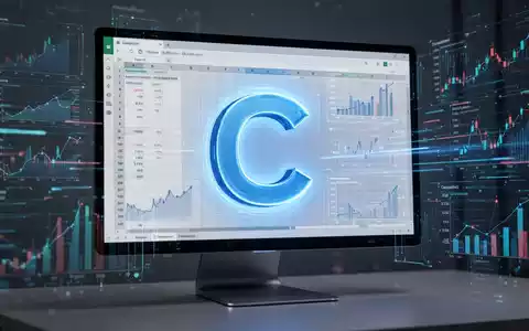 Leuchtend blaues 'C' für Copilot in Excel-Tabelle auf Monitor, umgeben von Finanzdiagrammen und Datenströmen. - Foto: über boerse-global.de