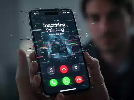 Ein Smartphone-Bildschirm zeigt einen verzerrten eingehenden Anruf, im Hintergrund eine Person, die das Telefon hält. - Foto: über boerse-global.de