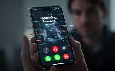 Ein Smartphone-Bildschirm zeigt einen verzerrten eingehenden Anruf, im Hintergrund eine Person, die das Telefon hält. - Foto: über boerse-global.de