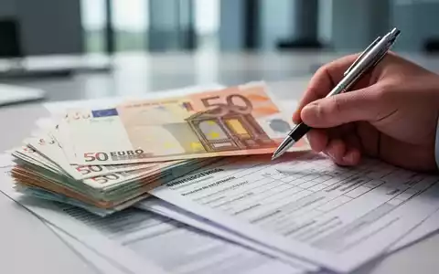 Ein Stapel Euro-Banknoten, teilweise verdeckt von Steuerdokumenten, mit einer Hand, die einen Stift über einem Formular hält. - Foto: über boerse-global.de