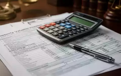 Nahaufnahme eines komplexen Finanzdokuments oder Steuerformulars, möglicherweise zur Immobilienbewertung, mit Taschenrechner und Stift. - Foto: über boerse-global.de