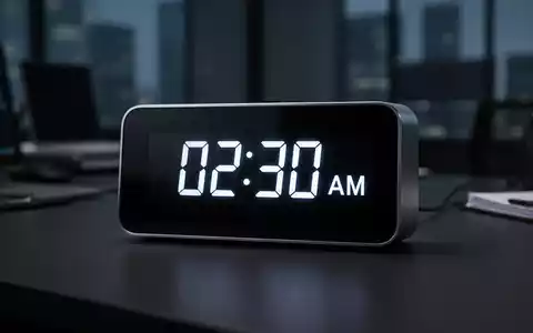 Eine digitale Uhr zeigt 02:30 Uhr an, im Dunkeln leuchtend, was Nachtarbeit und die damit verbundenen Regelungen symbolisiert. - Foto: über boerse-global.de
