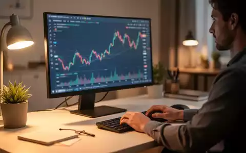 Eine Person arbeitet an einem ergonomischen Homeoffice-Schreibtisch, der auf Augenschonung ausgelegt ist, mit einem Monitor und Tastatur. - Foto: über boerse-global.de