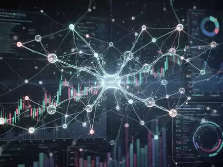 Glühendes neuronales Netzwerk, das KI-Autonomie und Datenfluss darstellt, dezent über abstrakten Finanzcharts und digitalen Schnittstellen. - Foto: über boerse-global.de