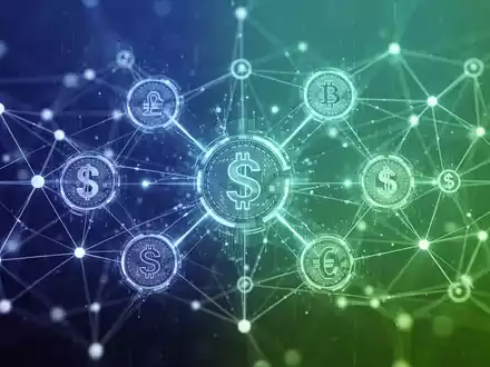 Abstraktes digitales Netzwerk mit leuchtenden Linien und Knoten, das vernetzte Finanzliquidität und Datenfluss symbolisiert. - Foto: über boerse-global.de