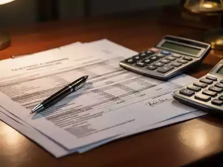 Nahaufnahme von juristischen Dokumenten, einem Stift und einem Taschenrechner auf einem Schreibtisch, die Nachlassplanung und Erbschaftssteueranalyse symbolisieren. - Foto: über boerse-global.de