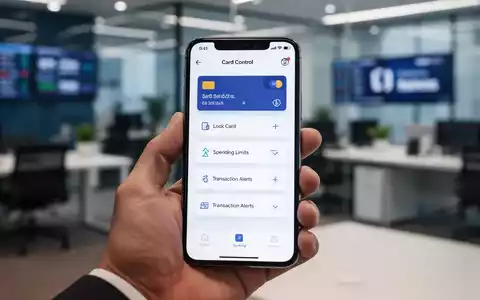 Hand hält Smartphone mit Banking-App und Sicherheitsfunktionen wie Kartensperre und Ausgabenlimits. - Foto: über boerse-global.de