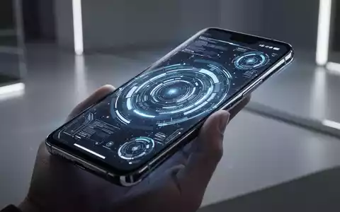 Schlankes, futuristisches Smartphone mit leuchtendem Bildschirm, gehalten von einer Hand in modernem, minimalistischen Umfeld, symbolisiert fortschrittliche Technologie. - Foto: über boerse-global.de