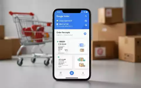 Smartphone mit Google Wallet App, Bestellverfolgung, digitalen Belegen und Paketsymbolen vor unscharfem Shopping-Hintergrund. - Foto: über boerse-global.de