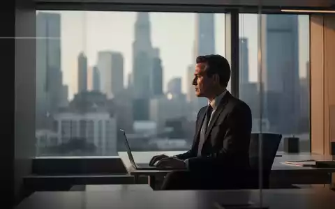 Ein Manager blickt ruhig aus einem Bürofenster auf eine Stadtlandschaft, symbolisierend Resilienz in der Geschäftswelt. - Foto: über boerse-global.de
