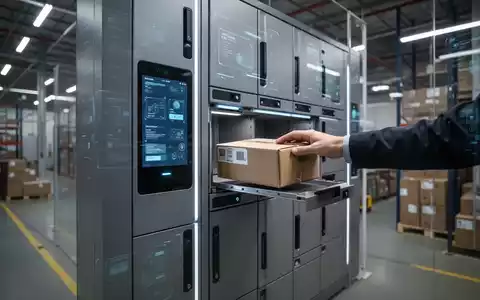 Nahaufnahme eines modernen Smart Locker Systems mit mehreren Fächern, in das ein Paket eingelegt wird. Die Szene vermittelt Automatisierung und Effizienz in der Logistik. - Foto: über boerse-global.de