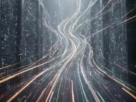 Abstrakte Darstellung von Datenwachstum und Technologie, mit aufwärts gerichteten Lichtspuren und digitalen Mustern, die Expansion symbolisieren. - Foto: über boerse-global.de