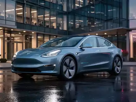 Ein modernes Elektro-Firmenauto parkt vor einem zeitgenössischen Bürogebäude in der Dämmerung, symbolisierend steuerliche Aspekte. - Foto: über boerse-global.de