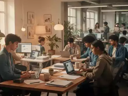 Junge Fachkräfte der Generation Z arbeiten in flexiblen Umgebungen, die Work-Life-Balance und Autonomie widerspiegeln. - Foto: über boerse-global.de