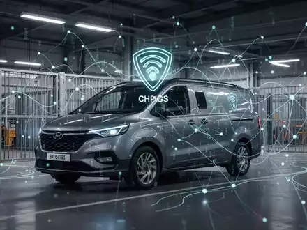Ein modernes Flottenfahrzeug in einem high-tech Depot, mit Überlagerungen, die GPS-Ortung und Datenfluss darstellen. - Foto: über boerse-global.de
