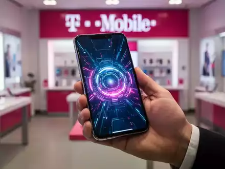 Eine Hand hält ein modernes Smartphone mit leuchtendem Bildschirm in einem T-Mobile Store. Das Telefon stellt das iPhone 17 Pro dar. - Foto: über boerse-global.de