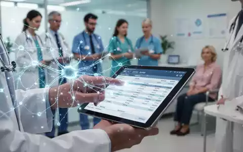Arzt interagiert mit Tablet zu Gesundheitszahlungen, KI-Netzwerk überlagert. - Foto: über boerse-global.de