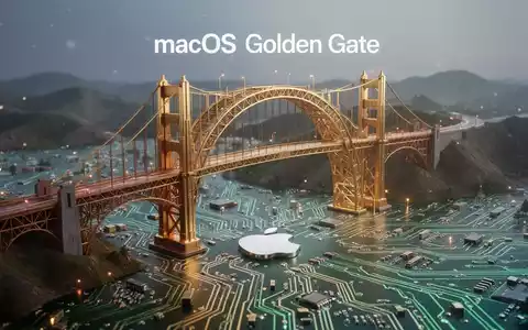 Stilisierte digitale Golden Gate Bridge über einer Leiterplatte, symbolisiert macOS Golden Gate-Übergang und Kompatibilitätsprobleme. - Foto: über boerse-global.de