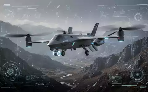 Moderne Militärdrohne im Flug, Symbol für unbemannte Systeme und Investitionen in Verteidigungstechnologie. - Foto: über boerse-global.de