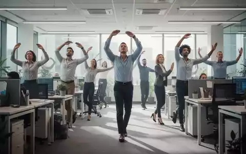Büroangestellte machen kurze Bewegungspausen an ihren Schreibtischen, um die negativen Folgen des langen Sitzens zu reduzieren. - Foto: über boerse-global.de