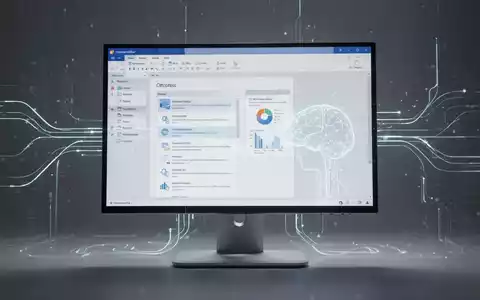 Moderner Computermonitor mit stylishem Microsoft-Office-Interface und leuchtenden Datenlinien, die Produktivität und KI symbolisieren. - Foto: über boerse-global.de