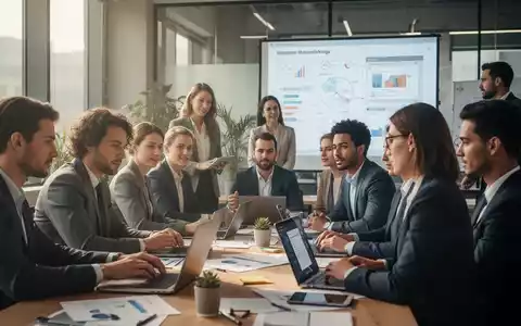 Eine Gruppe von Geschäftsleuten nimmt an einer Weiterbildung in einem modernen Büroumfeld teil, die sich auf digitale Kompetenzen konzentriert. - Foto: über boerse-global.de