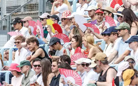 Fächer waren beim Tennis-Turnier im Juni in Berlin auf den Zuschauerrängen gefragt. - Foto: Andreas Gora/dpa