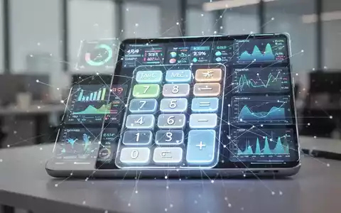 Leuchtendes, futuristisches Taschenrechner-Interface mit Datenpunkten und abstrakten Linien, die KI-Integration andeuten. - Foto: über boerse-global.de