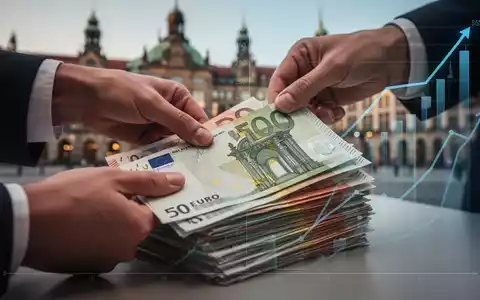 Hände sortieren Euro-Banknoten, im Hintergrund verschwommene Stadtgebäude und ein Diagramm, das finanzielles Wachstum andeutet. - Foto: über boerse-global.de