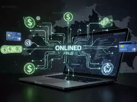 Digitale Darstellung von Online-Betrug, mit einem Laptop, der mit Geld- und Kreditkartensymbolen verbunden ist, im Hintergrund Mallorca. - Foto: über boerse-global.de
