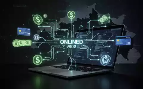 Digitale Darstellung von Online-Betrug, mit einem Laptop, der mit Geld- und Kreditkartensymbolen verbunden ist, im Hintergrund Mallorca. - Foto: über boerse-global.de