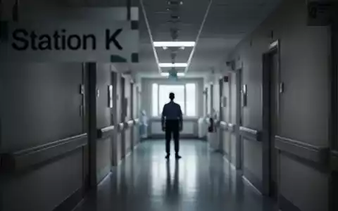 Ein leicht verschwommener Krankenhausflur mit einem Schild 'Station K' und einer einzelnen, silhouettierten Person, die Unsicherheit und Schließung symbolisiert. - Foto: über boerse-global.de