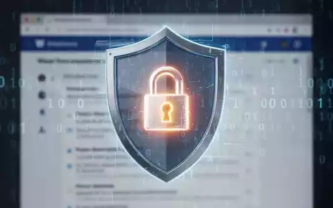 Digitaler Schild mit leuchtendem Schloss über verschwommener Browser-Oberfläche und Binärcode, symbolisiert Microsoft Edge-Sicherheitsupdates. - Foto: über boerse-global.de