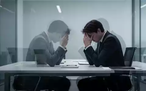 Eine Person sitzt an einem modernen Schreibtisch, den Kopf in den Händen, sichtbar gestresst. Der Fokus liegt auf der psychischen Belastung. - Foto: über boerse-global.de