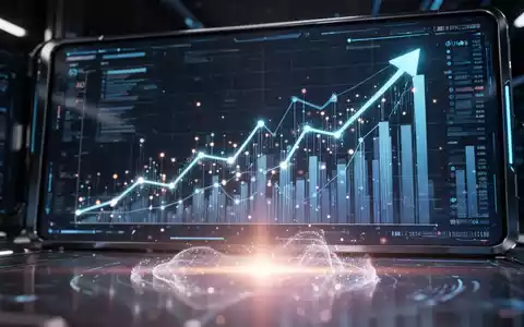 Glühende, abstrakte KI-Darstellung mit aufsteigenden Finanzgrafiken, die Wachstum und Innovation symbolisiert. - Foto: über boerse-global.de