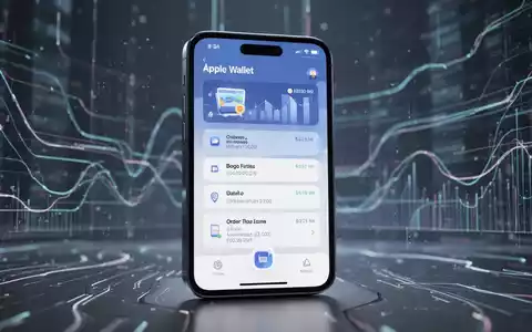 Ein iPhone zeigt die Apple Wallet App mit einer Bestellverfolgungsoberfläche, umgeben von digitalen Elementen, die KI und Daten darstellen. - Foto: über boerse-global.de