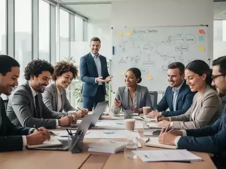 Eine Gruppe von Fachleuten nimmt an einem Resilienz-Workshop in einem modernen Büro teil, um Widerstandsfähigkeit zu stärken. - Foto: über boerse-global.de