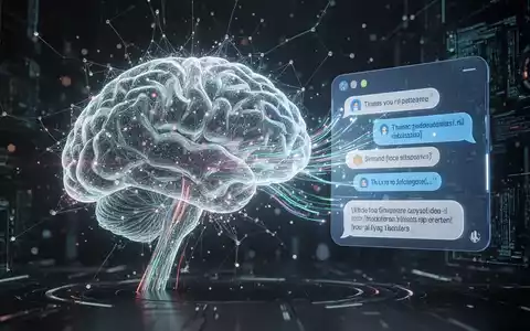 Leuchtendes, abstraktes neuronales Netzwerk fließt in eine digitale Chat-Blase, symbolisiert fortschrittliche KI-Konversation und Verständnis. - Foto: über boerse-global.de