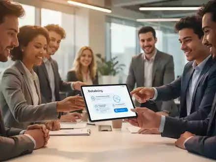 Neue Mitarbeiter nutzen digitale Tools und Tablets in einem modernen Büro für ihr Onboarding. - Foto: über boerse-global.de