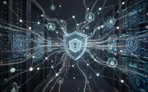 Abstrakte Darstellung von sicheren Datenflüssen in einem digitalen Netzwerk, symbolisch für Datenschutz-Management-Systeme. - Foto: über boerse-global.de