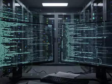 Eine digitale Kriminalszene, die Cyber-Sicherheitsermittlungen mit leuchtenden Codezeilen auf Bildschirmen und einem Serverraum im Hintergrund darstellt. - Foto: über boerse-global.de