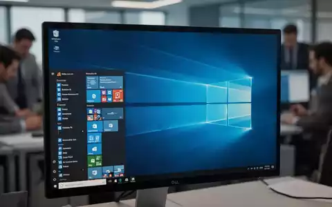 Ein Computerbildschirm mit dem Windows 10-Desktop, unscharfe Büroangestellte im Hintergrund. - Foto: über boerse-global.de