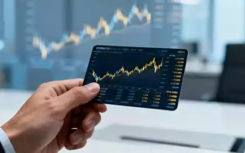 Eine Hand hält eine Aktienurkunde oder ein Smartphone mit Börsendaten vor einem verschwommenen Finanzbüro. Repräsentiert Aktienoptionen. - Foto: über boerse-global.de